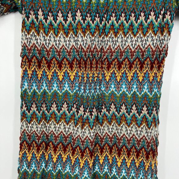 Sundance Dress Knit Lace Up Tie Neck Multicolor Print Stretch - Picture 6 of 11